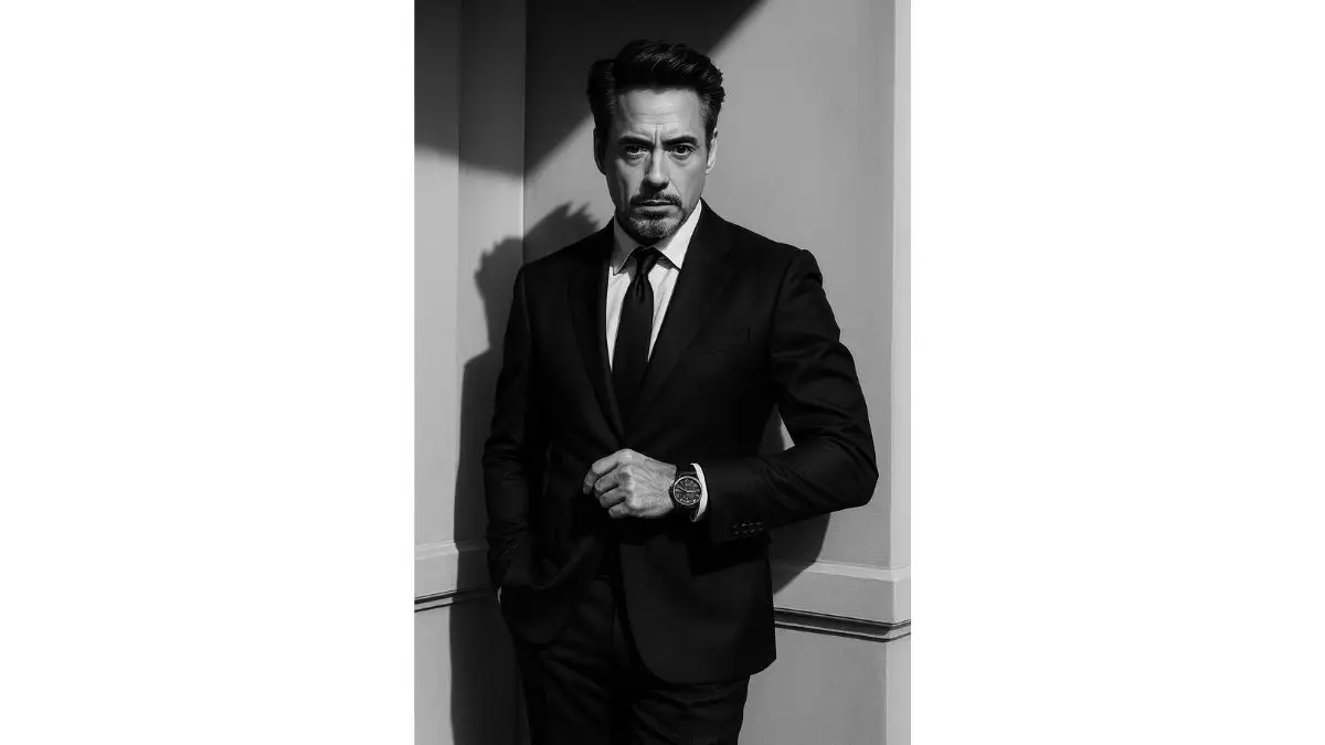 7. Timeless Black & White Portrait of a Man in a Bespoke Suit AI-generated cinematic portrait created using ChatGPT AI photo editing prompt, featuring hyper-realistic details and dramatic lighting